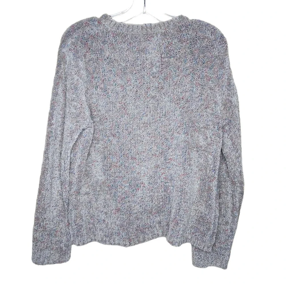 Vintage Northern Reflections M Knit Cardigan Button Sweater Gray Speckled FLAW